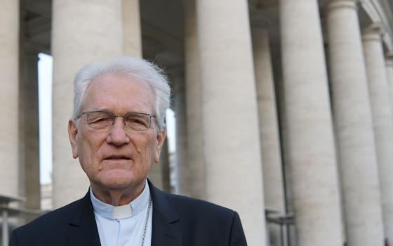 Brazilian Cardinal Leonardo Ulrich Steiner of Manaus poses for a photo outside St. Peter's Square at the Vatican Oct. 23. 